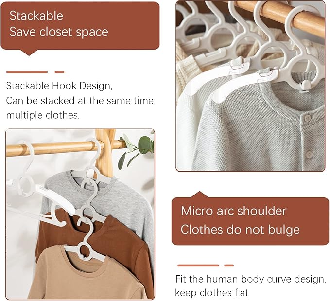 Baby Closet Hangers,20Pack Space Saving Kids Hangers Grey | Non-Slip and Extendable Baby Nursery Closet Hangers,11-14" Adjustable Plastic Infant Hangers for Girl Boy Toddler Kids Child. - Image 4