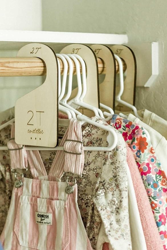 Loft Toddler Closet Dividers Durable Birch Kids Closet Organizer Timeless Etched Design for 2T-5T (Set of 4) - Image 7