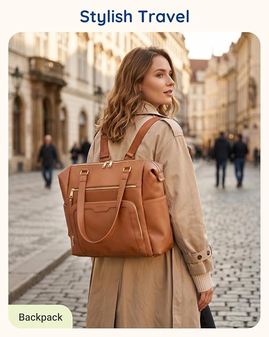 mommore PU Leather Convertible Diaper Bag Backpack, Crossbody Bag Tote | Converts into Diaper Backpack, Crossbody Bag, PU Leather Tote, Waterproof Changing Pad - Image 2