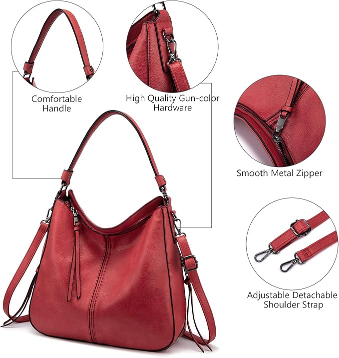 Hobo Crossbody Bag for Women, Designer Shoulder Purse Handbags - Image 8
