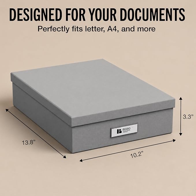 Bigso Oskar Fiberboard Label Frame Document Letter Box | Grey - Image 5