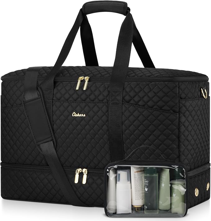Overnight Bags for Women Travel Duffel: Weekender Bag with Shoe Compartment | Wide Open Large Carry on Bags with Toiletry Bag & Wet Dry Pocket Weekend Trip Gym Hospital Bags for Labor and Delivery Black by Unknown