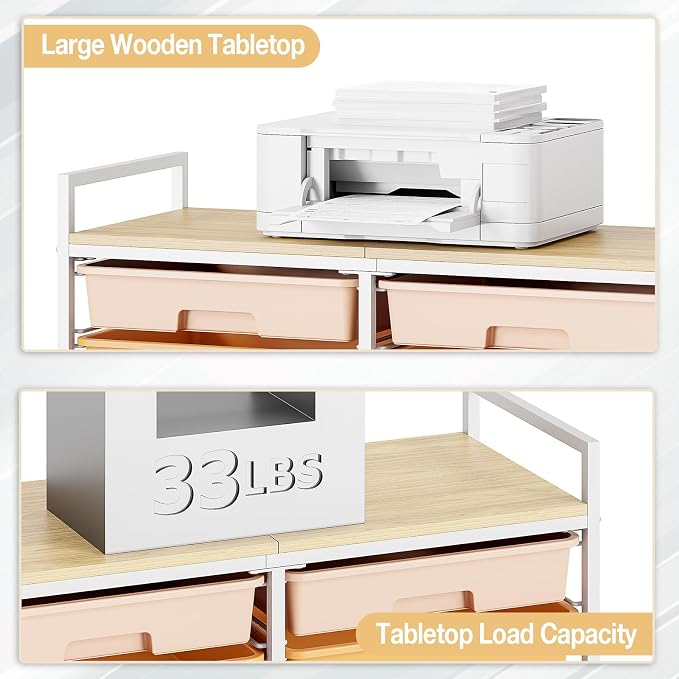 TOOLF 12 Drawers Rolling Storage Cart with Wooden Top for Classroom,Rainbow | Teacher Cart Craft Art Supply Organizer, Utility Cart with Lockable Wheels for Home Household Essentials, Office Organization - Image 6