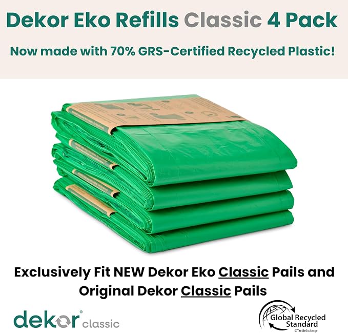 Diaper Dekor CLASSIC Diaper Pail Refills | 4 Count Unscented | Exclusive End-of-Liner Marking | Thick Quick & Easy to Replace | Most Economical Refill System | for Original and Eko Style Pails - Image 3