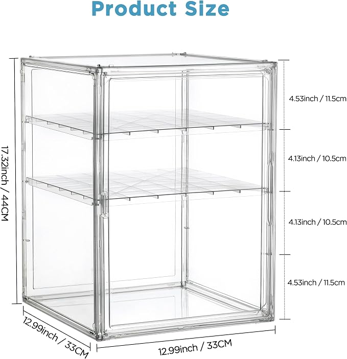 HBlife Baby Bottle Storage Organizer for Countertop Cabinet, 3 Tiers Adjustable Clear Acrylic Bottles Storage Station Case Box Container with 2 Removable Dividers and Magnetic Door, XXL - Image 3