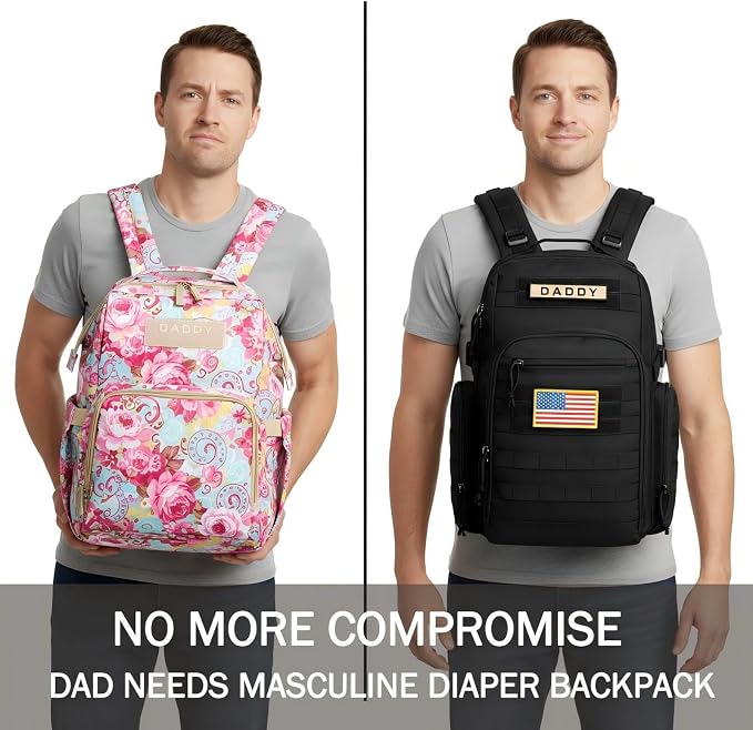 MIRACOL Diaper Bag Backpack for Dad: 40L XL Capacity Fits 1-3 Days Trip - Military Style with Daddy Patch for Active Dads - Ideal Gift for New Fathers & Husbands - Image 2