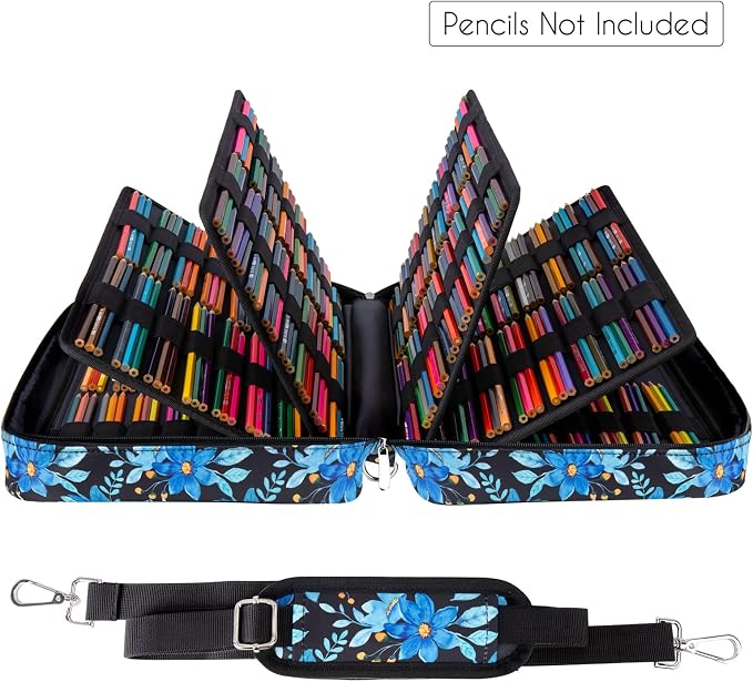 YOUSHARES Big Capacity Colored Pencil Case - 480 Slots large Pen Case Organizer with Multilayer Holder for Prismacolor Colored Pencils & Gel Pen (Orchid), Magnolia 01 - Image 3