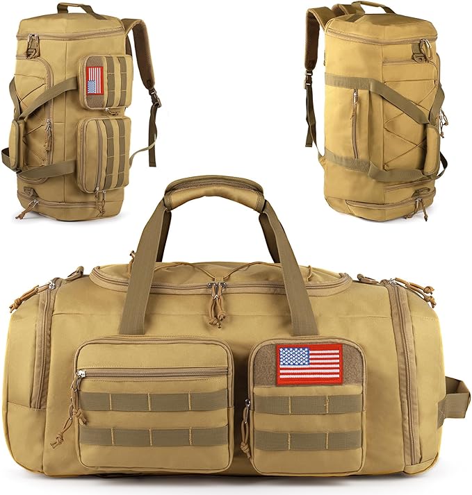 Tactical Gym Bag for Men,70L Large 3-in-1 Sports Duffle Bag for Travel Gym | Water Resistant ,Adjustable Shoulder Strap,MOLLE Weekender Overnight Bag with Shoes Compartment,Gym Backpack for Gym,Travel by ATRIPACK