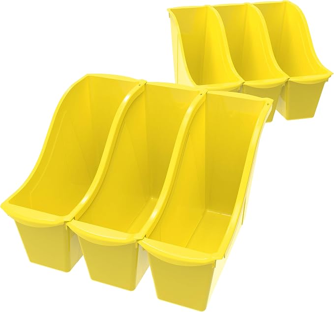 Storex Small Book Bin – Interlocking Plastic Organizer for Home, Office and Classroom, STEM Yellow, 6-Pack (71112A06C) - Image 8