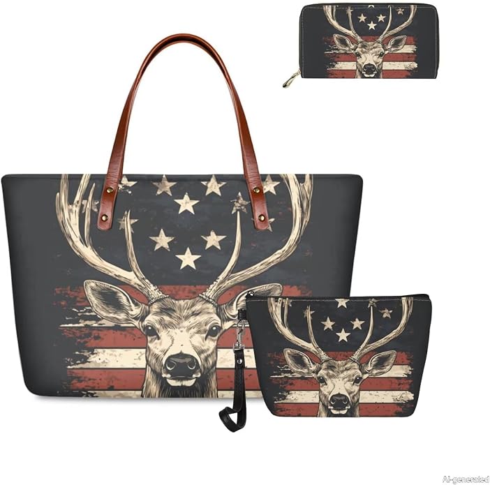 GIFTPUZZ Women Top Handle Bags Handbags with Zipper Leather Wallet Cash Card Phone Holder and Makeup Bag Set 3pcs - Image 3