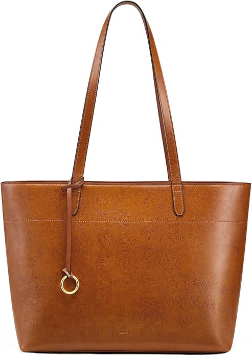 Kattee Vintage Genuine Leather Work Tote for Women | Spacious interior with a zip compartment for organized work, travel, and everyday essentials. - Image 4
