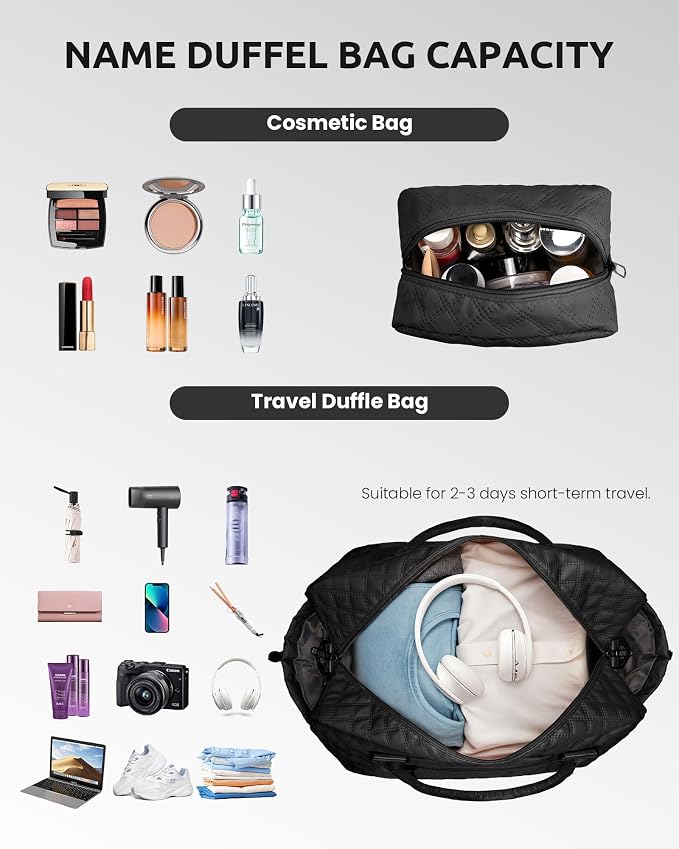 Gift for Teens Personalized Initial Duffle Bag for Teen Girls | Weekender Overnight Travel Bag with Shoe and Makeup Compartments, Birthday Graduate Gift Retirement Gift for Woman (Letter H) - Image 3