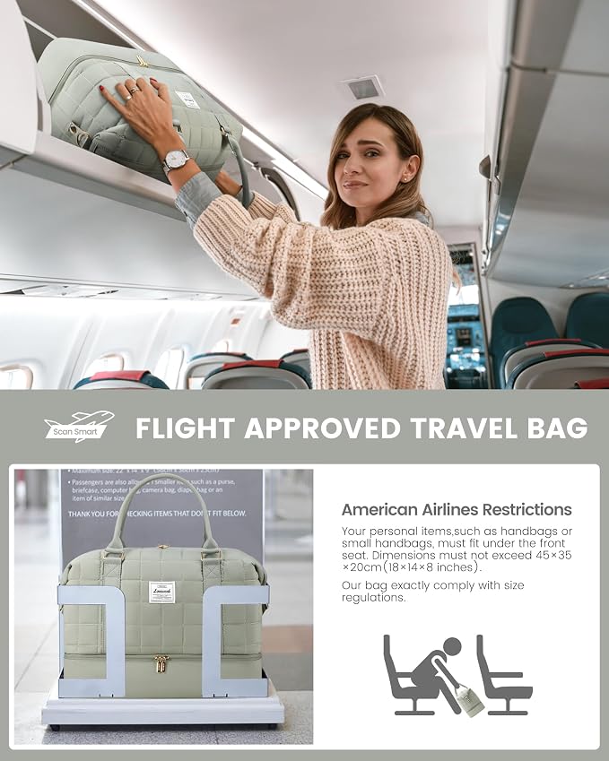 LOVEVOOK Travel Duffle Bag, Puffer Weekender Bags for Women with Shoe Compartment, Carry On Overnight Bag, Hospital Bag for Labor and Delivery, Gym Duffel Bag with Wet Pocket, 2Pcs Set - Image 4