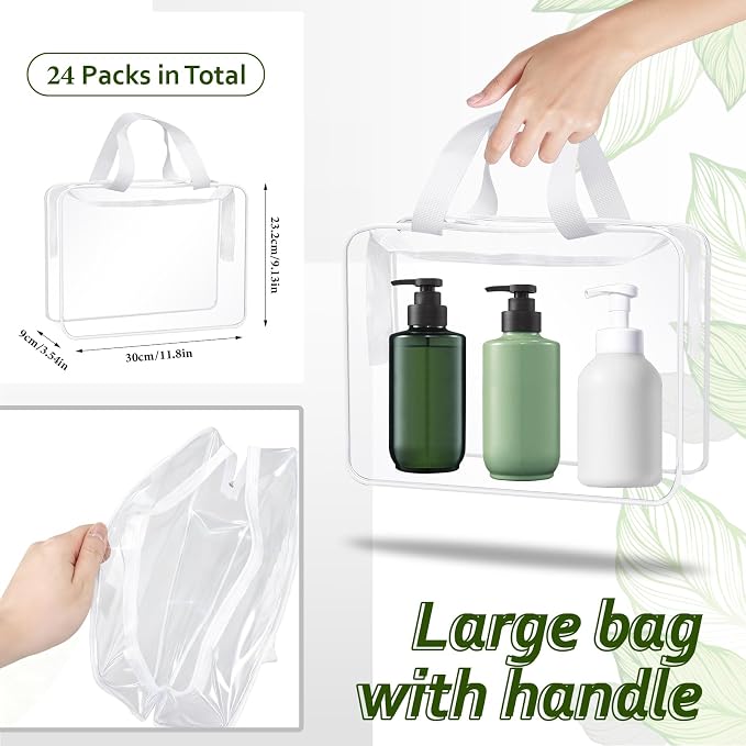 24 Pack Clear Toy Storage Bags with Handles, PVC Zipper Pouches | Reusable Waterproof Organizer Bags for Building Blocks, Puzzles, Kids Books, Travel, Toiletries and Small Item Storage - Image 2