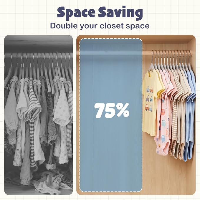 HOUSE DAY 11 Inch Velvet Baby Hangers, Premium Kids Hangers Grey 50 Pack | Durable Non Slip Baby Felt Hanger for Children/ Infant/ Toddler Closet, Ideal Small Hanger for Clothing Storage Everyday Use - Image 6