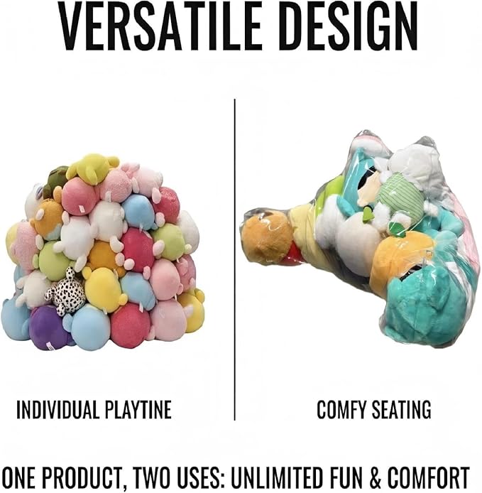 Clear Stuffed Animal Storage Bean Bag Chair Cover - Extra Large 150L, Waterproof & Easy-Clean Toy Organizer with Plastic Window,forNursery, Bedroom, Playroom (Cover Only, No Filler) (S) - Image 4