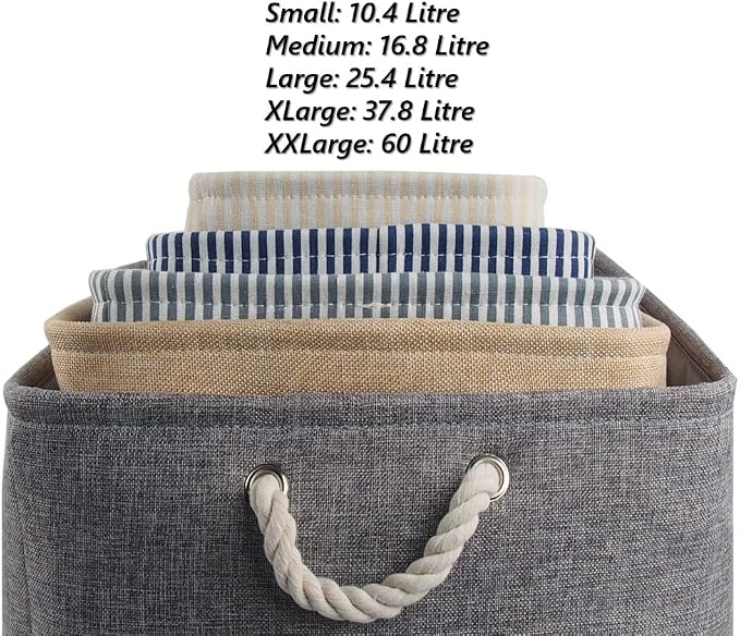 Mangata Foldable Storage Bins Baskets [3-Pack], Collapsible Sturdy Canvas Storage Basket W/Handles for Organizing Shelves Toys Clothes Nursery Closet(Grey, Small) - Image 6