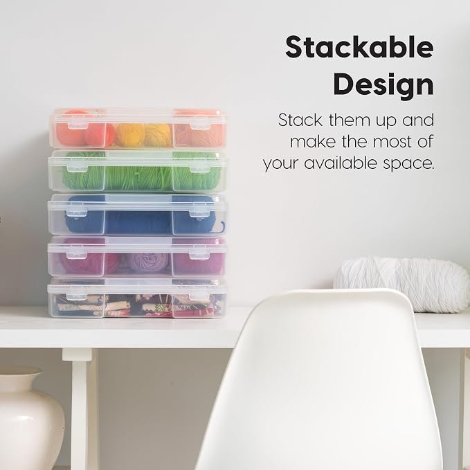IRIS USA Board Game Storage |Made in USA| Thick Craft Case (6-Pack) - Clear | Fits 8.5" x 11" & A4 Paper, Organizers with Built-In Handle & Snap-Tight Lids, Containers for Puzzles, Art & Scrapbooking - Image 3