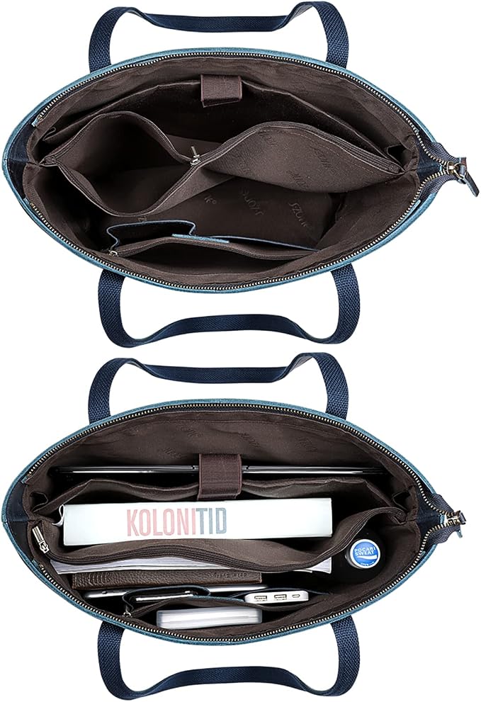 S-ZONE Vintage Genuine Leather Shoulder Bag Work Totes for Women Large | Top Grain Leather, Purse Handbag, Fits Laptop Documents, Luggage Sleeve, Multi Pockets, Work Travel Everyday - Image 5