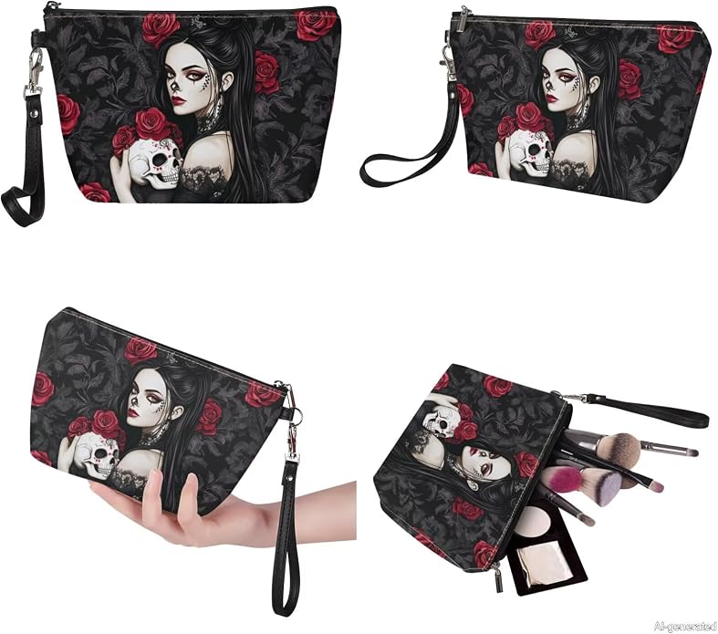 GIFTPUZZ Women Top Handle Bags Handbags with Zipper Leather Wallet Cash Card Phone Holder and Makeup Bag Set 3pcs - Image 6