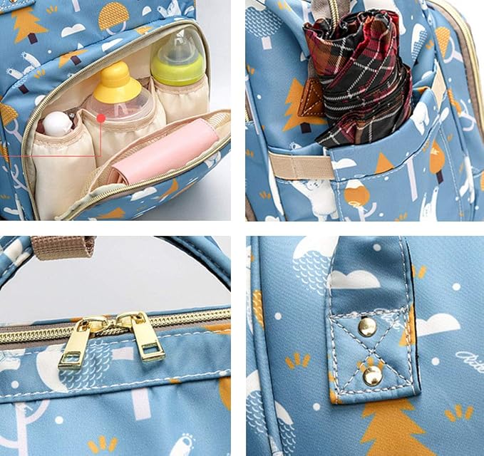 Large Capacity Baby Diaper Bag Backpack Waterproof Travel Nappy Diaper Bags Cute for Girls Boys (Polar bear) - Image 6