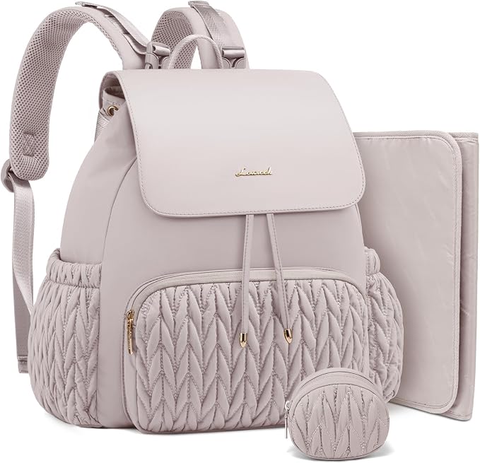 LOVEVOOK Diaper Bag Backpack, Small Baby Bag, Cute Baby Diaper Bag, Stylish Water-Resistant Travel Baby Bag for Mom, Baby Backpack with Changing Pad, Stroller Straps -Nude by LOVEVOOK