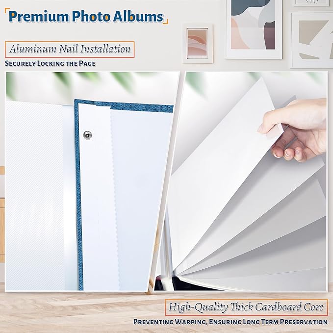 Artfeel Photo Album Self Adhesive Scrapbook,60 Pages Large Photo Book for 4x6,5x7,8x10 Pictures,DIY Album for Baby Wedding Family Travel Birthday,with Metallic Pen and Scraper - Image 4