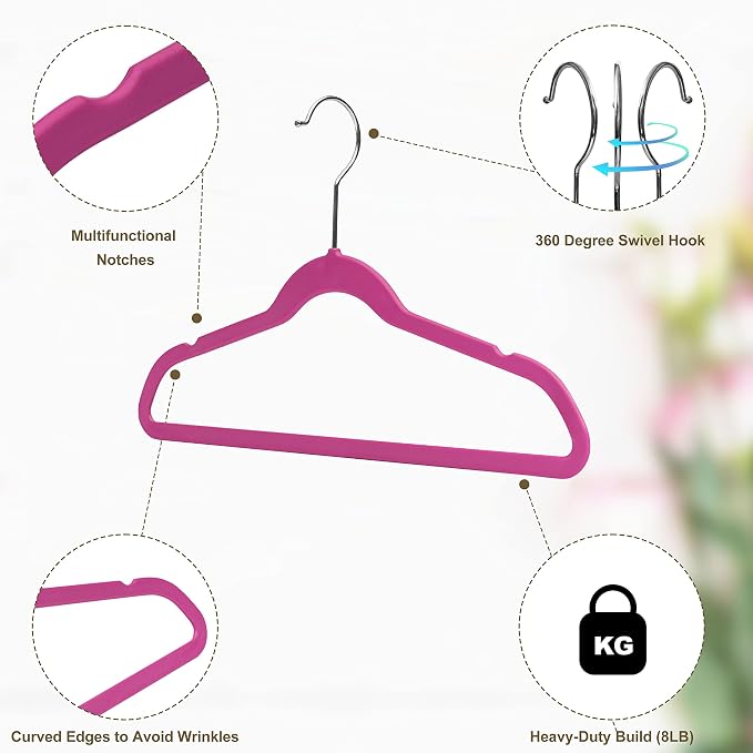 Quality Children's Plastic 30 Pack Non Velvet Non-Flocked Thin Compact Hangers Swivel Hook for Shirts Blouse Coats (Pink, 30) - Image 4
