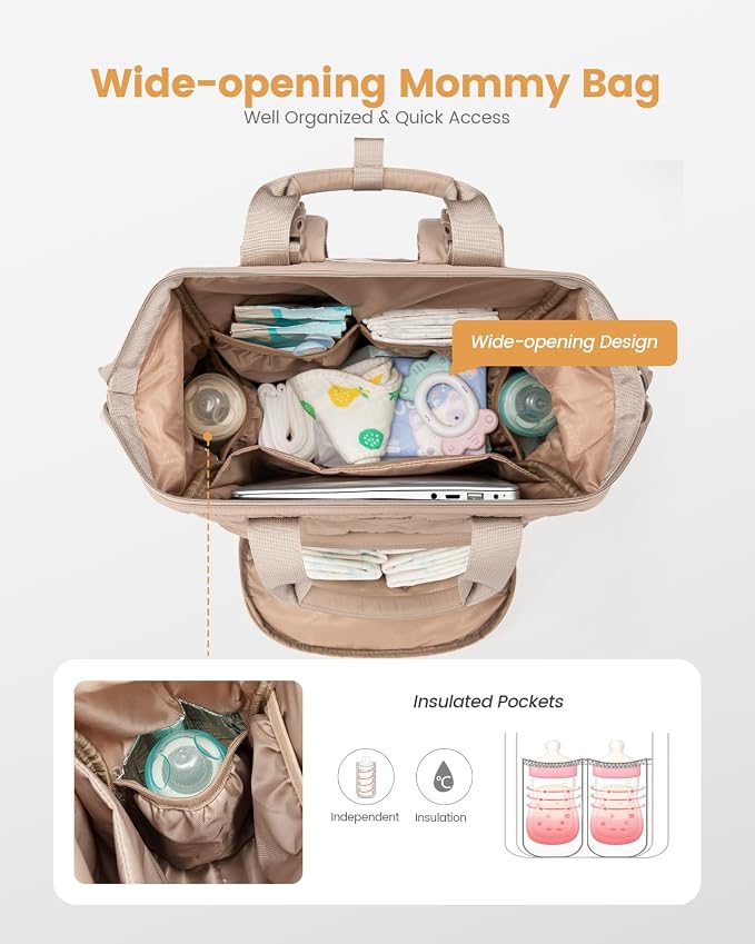 LOVEVOOK Diaper Bag Backpack, Baby Bag for Girl Boy with Changing Pad, Diaper Backpack for Mom Dad with Stroller Buckles - Image 2