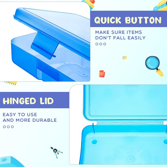 Zhehao 40 Pack Plastic Pencil Box Bulk, Hard Case for Kids,Multicolor | Clear Lid Cases for School Supplies, 3 Compartment Organizer, Hard Plastic Utility Holder with Pens Brushes, Classroom Use - Image 3