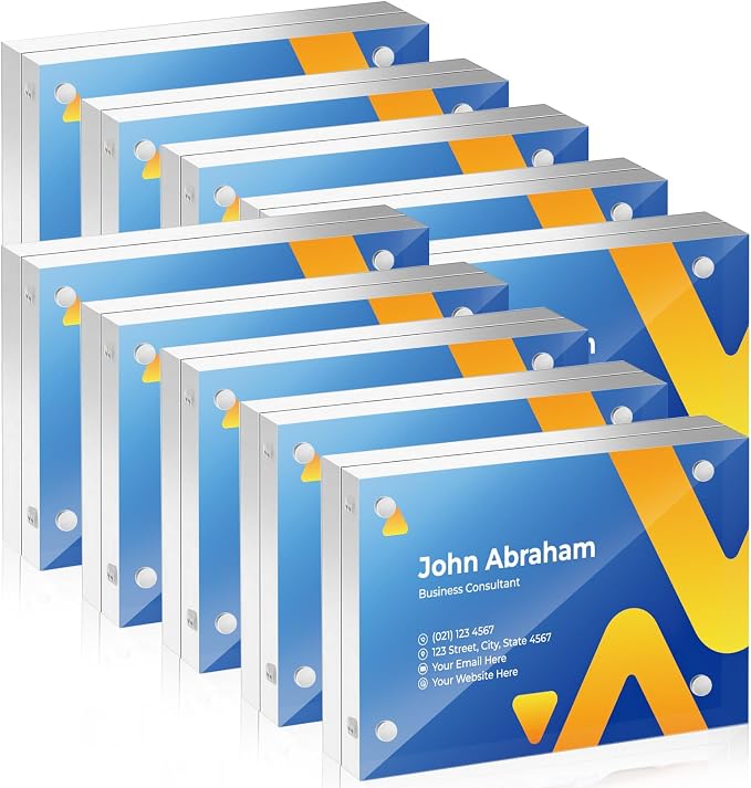 10 Pack Mini Acrylic Picture Frames 2.5 x 3.5 Inch | Clear Acrylic Business Card Frame Double Sided Magnetic Photo Block Frames Wallet Size Desktop Display Stand for Office Home by Adboros