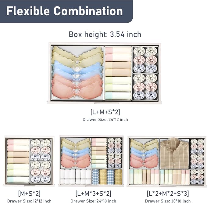 DIMJ Drawer Organizer Clothes - 30 Pack Baby Dresser Organizer for Nursery Closet Organization, Fabric Drawer Organizer Bins for Underwears Socks Bras, Foldable Storage Dividers for Bedroom - Image 4