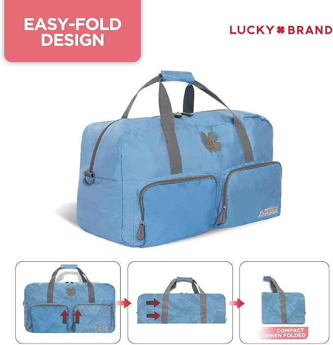 Lucky Brand Large Duffle Bag for Travel, Foldable Weekender Duffel bag | Travel Overnight Duffel bag, Adjustable Shoulder Strap, Front Zip Pockets, Spacious Capacity, Unisex Lightweight Travel Bag - Image 3