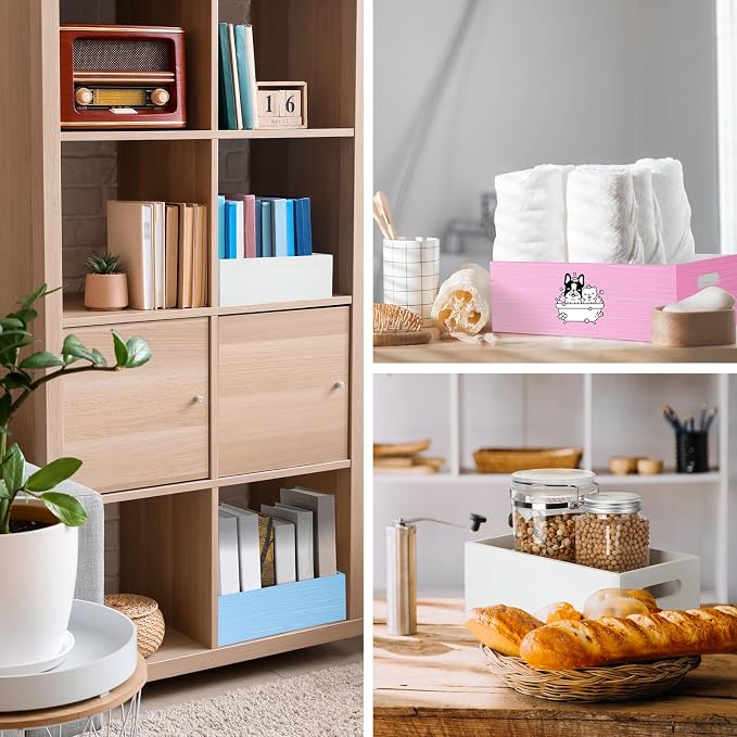 Set of 6 Wood Storage Boxes with Handles Wooden Nesting Crates Rustic Farmhouse Storage Container for DIY Crafts Party Home Table Decoration Display(White) - Image 5