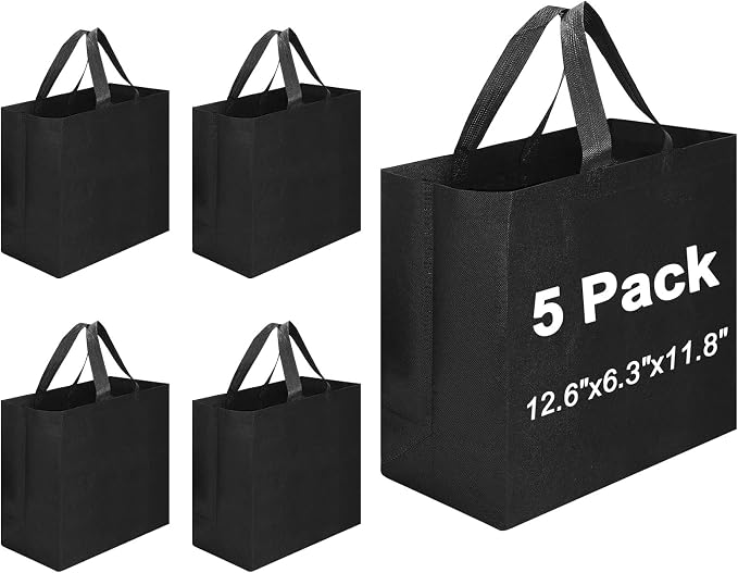Reusable Grocery Bags 12.6 * 6.3 * 11.8 in - Non Woven Totes Bag with Reinforced Handles, Shopping Bags Bulk by Unknown