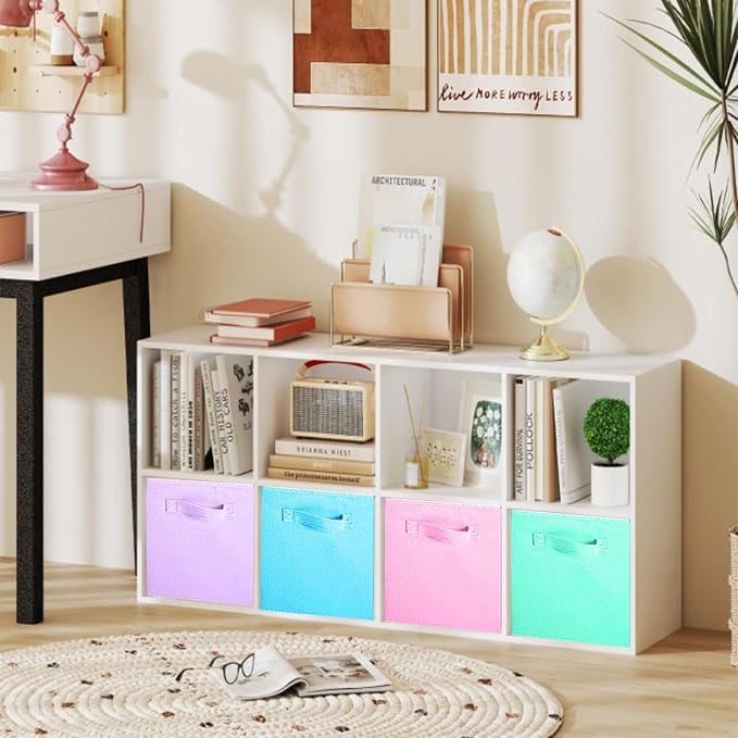 ShellKingdom Storage Bins, Foldable Fabric Storage Cubes, 8 Pack, 4 Colors | Cloth Organizer Drawer For Closet And Toys, 10.5 X 10.5 X 11 INCH, (Pink+Lavender+Light Blue+Mint Green) - Image 3