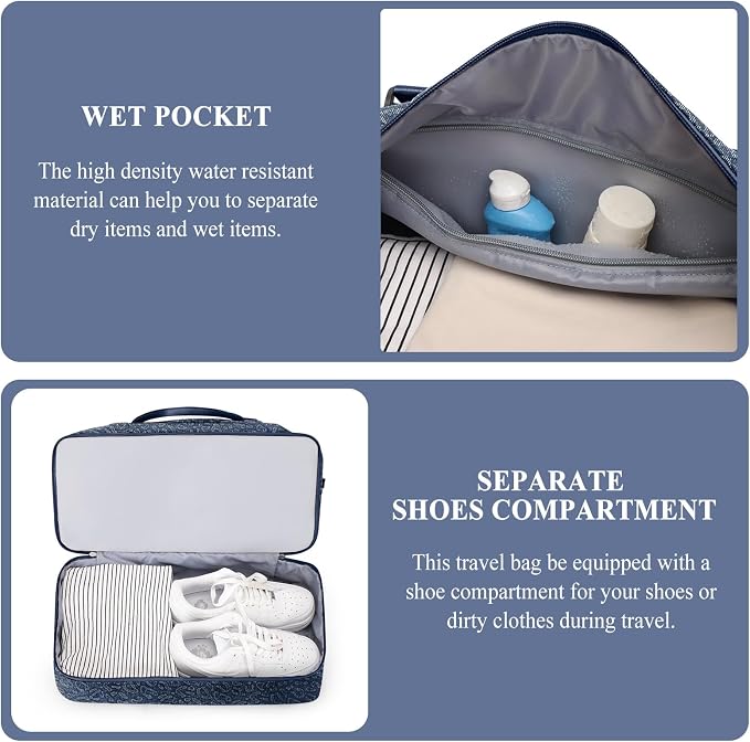 Weekender Bags for Women, Personal Item Travel Bag with Shoes Compartment | Overnight Travel Duffel Bag with Toiletry Bag, Airplane Friendly Carry-On Bag - Image 4
