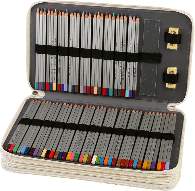 300 Slots Colored Pencil Case Organizer, 4 Layer Bag | Twill Oxford fabric,103 elastic loops,detachable handle,for travel,home storage,drawing tools,creative gifts - Image 2