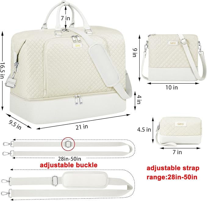 TIBES Travel Weekender Bag for Women, Overnight Bag with Shoe Compartment | 3PCS Large Travel Duffel Bag for Gym, Travel, Hospital, Business Trip, Carry On Tote, Wet & Dry Separation, Water Resistant - Image 7