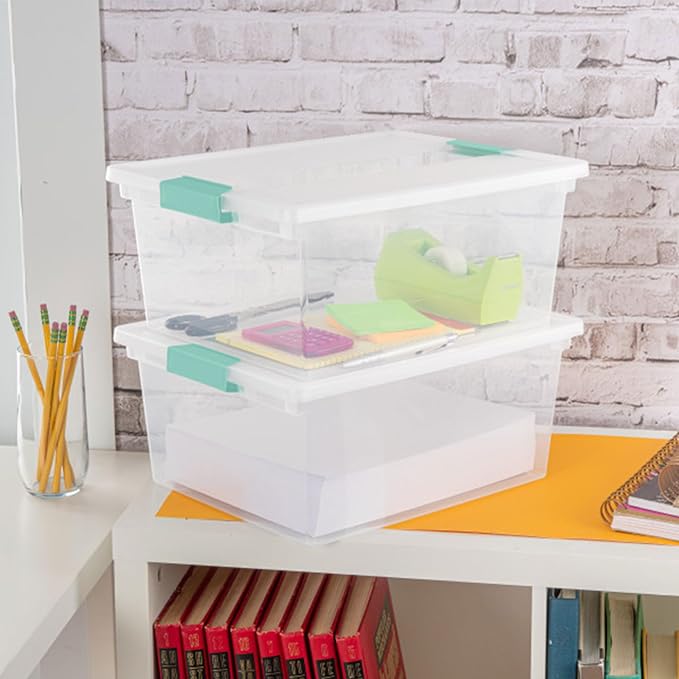 Sterilite Clip Box, Stackable Clear Plastic Bins- Deep, 16-Pack | Storage Containers with Latching Lids for Writing, Arts or Crafts Supplies - Home, Office, Classroom & Workshop Organization - Image 9