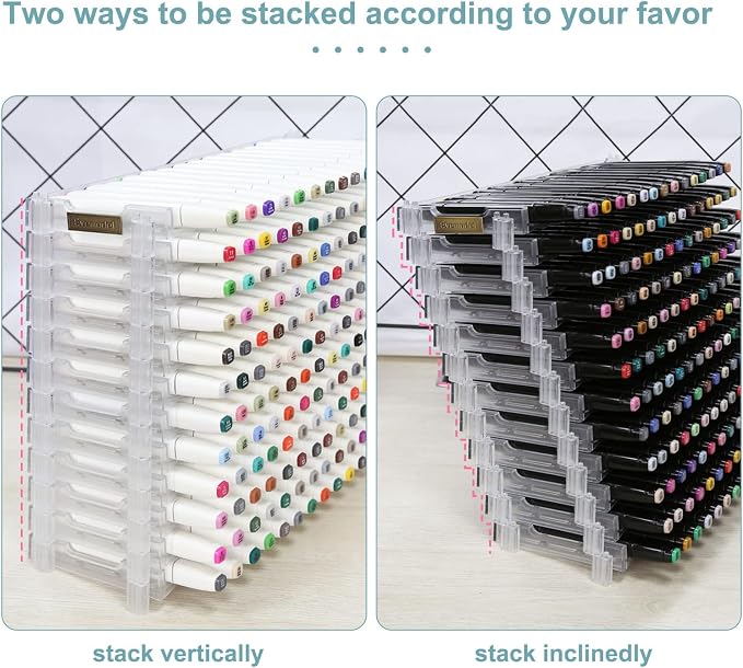 Universal 6 Layers Tray Universal Marker Storage Rack, Penholder Display for 90 Pens SN01 Pencil Organizer Holder for Desk (Clear-6 layers) - Image 4
