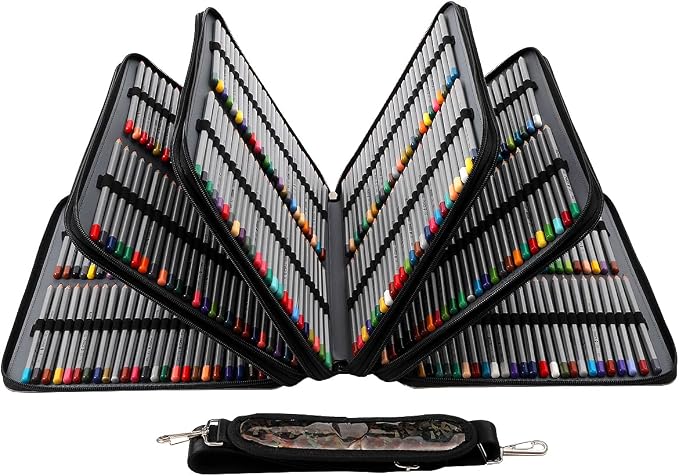 Large Capacity Colored Pencil Case - 600 Individual Slots PU leather with Zipper Closure Portable Organizer for Watercolor Pencils Ideal for Artists（Black） - Image 2