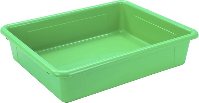 Storex Letter Size Flat Storage Tray – Organizer Bin with Non-Snap Lid for Classroom, Office and Home, Green, 5-Pack (62539A05C) - Image 7