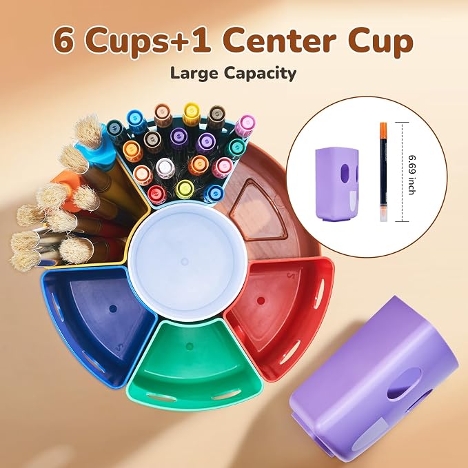 GAMENOTE Rotating Art Supply Organizer, Lazy Susan Caddy, Small | Rotating organizer keeps markers, crayons and craft supplies visible and easy to reach on classroom or home desks - Image 3