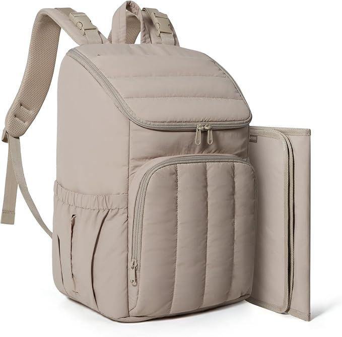 BAGSMART Diaper Bag Backpack with Changing Pad, Insulated Bottle Holders | Large Capacity, Water-resistant, Puffer Travel Baby Bag for Mom Dad Girl Boy, Pañaleras Para Bebe, Baby Shower Gifts by BAGSMART