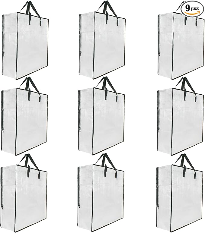 9 Pack Clear Storage Bags with Zipper and Handles, Blanket Bags For Closet Storage, Moving and Packing Supplies for College, Underbed Storage Organizer for Clothes Pillow Bedding Christmas Wreath by GONGKANGYUAN