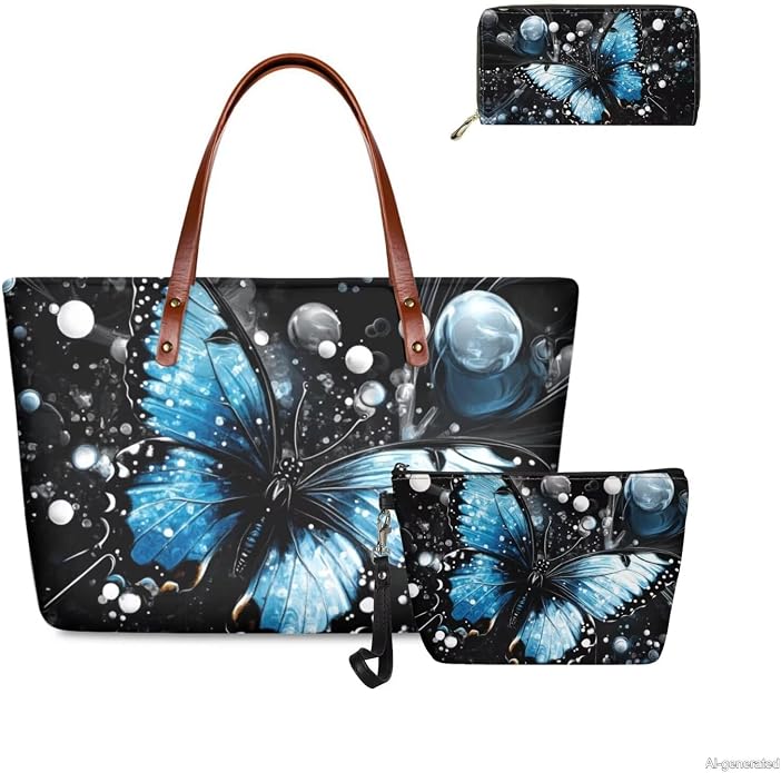 GIFTPUZZ Women Top Handle Bags Handbags with Zipper Leather Wallet Cash Card Phone Holder and Makeup Bag Set 3pcs - Image 3