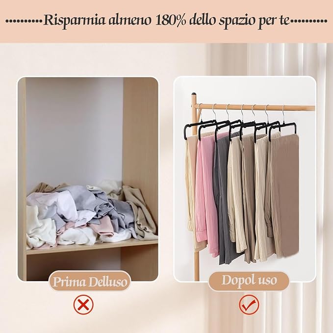 20 Pack Velvet Pants Hangers for Closet Space Saving, Thin Hanger (Black) | 35cm(L) Heavy Duty Flocked Trouser Hangers, Durable, Clothes Hanger with Silver Swivel Hook, Jean Hangers for Women and Men - Image 4