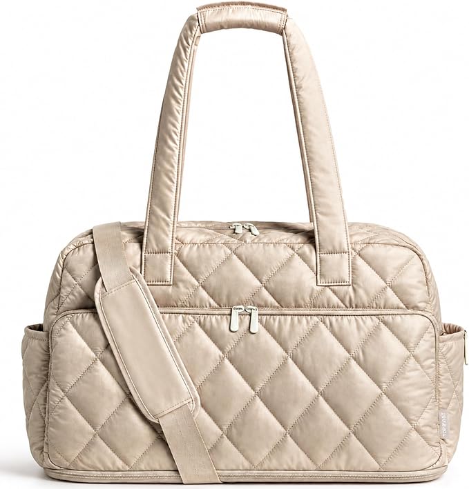 TOPEAST Duffel Bag for Women Travel, Expandable Quilted Duffle Weekender Overnight Bag with Adjustable Strap, Lightweight 33L Personal Item Bag Carry On for Gym Hospital by TOPEAST