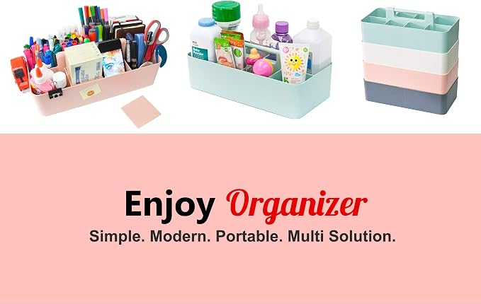 -Large Portable Caddy, DIY Dividers, 8 Compartments, School Office Supplies Home Business Basket with Handle Storage Modern Made in USA (6 PACK, Lavender) - Image 6
